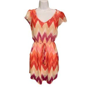 Rue 21 Womens Chevron Print Purple Orange Sheer Slip Dress Small